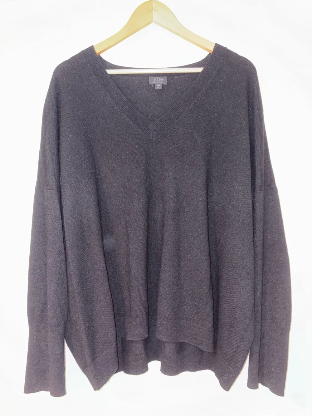 J. Crew V-Neck Oversized Black Cashmere Sweater